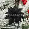 Decoraciones Navideñas Calientes Transfronterizas Flor de Pascua Flores de Navidad 9CM Polvo de Cebolla Sólido Oro y Plata Azafrán Colgante para Árbol de Navidad