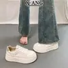 Zapatos Blancos de Cordones con Punta Redonda de Cuero Genuino para Mujer Otoño 2026 Nuevos Zapatos Versátiles para Mujer Zapatos de Plataforma de Suela Gruesa Zapatos Deportivos Casuales