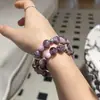 Pulsera de Cristal Esmeralda Púrpura Natural Pulsera Pulsera de Cuentas Pulsera de Cristal Natural Pulsera de Lujo Ligero de Gama Alta para Mujer