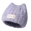 Nuevo Gorro Cálido de Lana Otoño e Invierno para Mujer, Gorro de Punto Lindo Estilo Coreano con Orejas de Gato, Color Macarrón Versátil que Reduce la Edad, Estilo Holgado