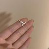Anillo de cadena con perlas blancas y magnolia de estilo nacional chino, nuevo diseño de diseñador de nicho, anillo apilado para mujer con apertura ajustable