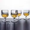 Copa de brandy francesa de patas cortas, vidrio engrosado, copa de whisky, copa de vino extranjera, a cuadros tallados, estrella, diamante, copa de vino tinto