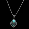 Qifu novo estilo chinês AliExpress vintage boêmio pingente de folha amor corrente verde conjunto de brincos colar