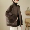 Tiro real 2026 Invierno acolchado grueso acolchado acolchado de rombos chaqueta corta de retazos versión coreana para mujer chaqueta casual holgada chaqueta de béisbol