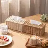 Caixa de lenços tecida estilo japonês para uso doméstico, caixa de lenços de papel para mesa de centro da sala de estar, caixa de armazenamento de decoração simples para mesa de homestay