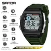 Reloj Despertador de Doble Hora Sanda para Hombres y Mujeres, Reloj Electrónico Unisex Impermeable en Forma de Barril con Temporizador de Cuenta Regresiva y Funciones Multifuncionales