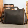 Bolso de Mano Transfronterizo para Hombre de Cuero Crazy Horse 10.9 pulgadas Bolso Cruzado Bolso de Hombro de Cuero Genuino para Hombre Bolso de Hombro