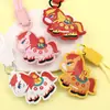 Llavero de Año Nuevo Cuero Hazte Rico Pronto Tendencia Nacional Colgante Creativo Zodiaco Regalo Año del Caballo Encanto para Llavero de Coche