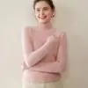 Suéter de Cashmere para Bebê Feminino Gola Alta Meia Outono e Inverno Pulôver Apertado Macio Suave Suéter Quente Cor Pura Malha Camisa de Base