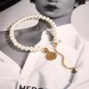 Pulsera de perlas con carácter Fu de la marca Xiao Fu, exquisita pulsera de cuentas de oro de 18 quilates para mujer, dulce pulsera de gran sentido.
