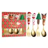 Conjunto de talheres de Natal infantil de aço inoxidável, garfo e colher, fofo desenho animado Papai Noel, colher de sobremesa/café