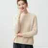 Suéter de cachemira para mujer de otoño e invierno, cuello redondo, corte holgado, suave y cómodo, versátil, con un diseño de punto trenzado calado, tejido y grueso para usar en capas