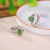 Yilu Plata S925 Plata Esterlina Jaspe de Hotan Rojo del Sur Hoja de Sauce Fideos de Huevo Retro Moda China Nueva Aretes Elegantes Clip para la Oreja
