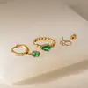 Set de Aretes de Estilo Europeo y Americano Elegante y Discreto para Mujer, Acero Inoxidable Dorado de 18K con Aretes Colgantes de Circonita, Aretes de Diseño Transfronterizo