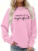 Suéter Casual Feminino de Outono e Inverno, Soltinho, Xadrez, Quente, Perfeito, Estampa de Letras, Gola Redonda, Manga Longa