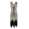 Vestido de Noite Gatsby Retrô dos Anos 1920 S-4XL com Franjas, Bordado Pesado, Decote em V, Vestido de Baile Plus Size