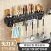 Suporte de Faca de Parede, Porta Utensílios de Cozinha Multifuncional sem Furos, Porta-Faca e Hashi Integrado