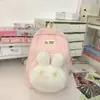 Nova Mochila Escolar Pequena Feminina para Estudante Universitário Cor Sólida Mochila de Coelho Estilo Japonês Estilo Ins Mochila de Menina Suave Menina Fofa