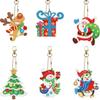 Espejo cruzado 5D caliente 6 piezas pintura de diamantes material acrílico llavero doble cara DIY diamante completo variedad de colgante navideño