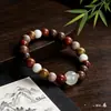 Duobao pequeno círculo único contas de Buda pulseira marfim fruta leão escultura seis caracteres bambu articulação contas luminosas jóias acessórios pulseira