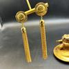 Aretes largos de borla de espiga de trigo de oro arena retro europeo y americano vintage de la Edad Media joyería con retención de color aguja 925