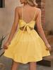 Ropa de Mujer Amazon 2025 Nuevo Estilo Resort Sexy Lazo Color Sólido Falda de Tirantes con Dobladillo Ancho Falda de Playa Sanya