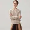 Suéter de Cachemira con Cuello de Tijera para Mujer, Nuevo Estilo Otoño/Invierno, Base Lisa de Color Sólido Simple, Corte Ajustado, Adelgazante, Jersey, Ropa Interior