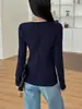 Top de Base de Felpa de Acetato de Lana para Mujer 2026 Otoño/Invierno Nuevo Estilo Súper Atractivo Elegante Versátil Top de Manga Larga con Bolsillos