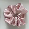 Scrunchie Azul de Cetim com Bolinhas Estilo Coreano para Mulheres, Lenço Quadrado de Moda de Alta Qualidade para Prender Coques