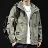 Jaqueta de trabalho masculina com capuz, nova marca da moda outono 2026, tamanho grande, jaqueta leve masculina, espessada para primavera e outono