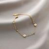Pulseira Yunyao Inoxidável Mais Vendida Internacionalmente em Aço Titânio para Mulheres com Trevo de Cinco Folhas e Incrustação de Diamante, Personalidade Estilo Ins, Galvanoplastia a Vácuo 18K