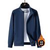 Suéter de Algodão Puro Masculino Primavera e Outono Cardigã com Zíper Gola Alta Roupa Esportiva Masculina Cor Sólida Solto Tamanho Grande Grupo de Tops Uniforme