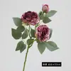 Flor artificial estilo francés de 3 cabezas de rosa de té con borde quemado, rosa vintage para decoración de mesa de comedor de sala de estar en casa, ramo de flores secas con un toque de alta gama