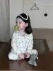 Roupas Infantis Estilo Coreano Outono 2025 Outono e Inverno Pijamas de Bebê Roupa de Casa para Meninas Conjunto Vermelho
