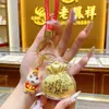 Llavero de Oro Puro 999, Bolsa de la Suerte Dorada, Colgante para Teléfono Móvil, Buena Suerte y Riqueza, Decoración para Bolsa, Pequeño Regalo de Año Nuevo