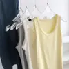 Macio e com bom caimento, altamente elástico, justo ao corpo, modelador, algodão com junta de bambu, regata nadador para mulheres, verão, mesclado, gola redonda, sem mangas