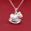 Plata de Ley 999 Colgante de Riqueza Inmediata Caballo de Madera Pequeño Colgante de Caballo Volador Pulsera de Caballo del Zodiaco Accesorios de Cuerda Roja Dropshipping