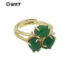 WT-R482 anillo vintage de moda con colorida piedra Sanbao, diseño hueco de doble capa en oro de 18 quilates, joyería para el cumpleaños de niñas