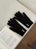 Luvas Quentes de Tricô Estilo Casal Luvas Femininas Inverno À Prova de Frio Forradas com Lã Espessas Etiqueta de Metal Sem Dedos Tela Sensível ao Toque