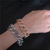 Pulsera de Hip Hop Europea y Americana Joyería Diamante Completo Pulsera Cubana hiphop Moda para Hombre y Mujer Pulsera de Diamantes Ancho 15mm