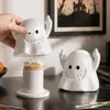 Lindo Porta Palillos con Forma de Fantasma para Sala de Estar y Mesa de Comedor del Hogar, Caja para Bastoncillos de Algodón, Frasco para Guardar Hilo Dental, Decoración de Escritorio
