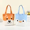 Bolsa de lona con serie de lindos animales de dibujos animados, adecuada para ir al trabajo, tutorías, simple y ecológica, bolsa de lona fresca de estilo japonés
