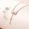 S925 Sterling Silver Bow Colar Outono Novo Rose Gold Internet Celebrity High-end Light Luxury Niche Tassel Clavícula Cadeia