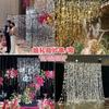 Decoraciones para Colgar en Techo Espejo Láser Cuerda de Lentejuelas Doradas y Plateadas de Boda Fondo Decorativo para Ambiente Festivo de Escenario y Ventana