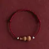 Pulsera de Cuerda Roja con Calabaza Auspiciosa de Madera de Melocotón Viejo de la Montaña Putuo para Hombres y Mujeres con Cuentas de Buena Suerte del Año del Zodiaco Pulsera Trenzada Segura