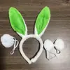 Adereços de Animal Conjunto de Três Peças de Animal Faixa de Cabelo com Orelhas de Coelho Branco Gravata Borboleta Cauda Conjunto de Três Peças 28cm