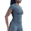 Conjunto Esportivo Curto de Manga Curta e Calça Longa DFYNE Novo Transfronteiriço para Mulheres, Respirável, Alta Elasticidade, Absorvente de Umidade, Repelente de Suor, Conjunto de Fitness e Yoga