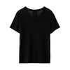 Camiseta de Verano Bohang de Lyocell con Puntada Inversa de Seda y Lino, Estilo Deconstruido, Adelgazante, Cómoda, Transpirable, Elegante Cuello en V, Manga Corta Sencilla para Mujer