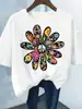 Nueva Camiseta de Manga Corta Estampada de Moda con Estampado de Flores y Tendencia Vegetal para Verano