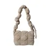 Bolso de Nube Plisado Estilo Coreano, Bolso Cuadrado Pequeño con Solapa Estilo Callejero, Bolso de Chaqueta de Algodón Relleno, Bolso Cruzado de Hombro Burbuja, Versátil y Ligero